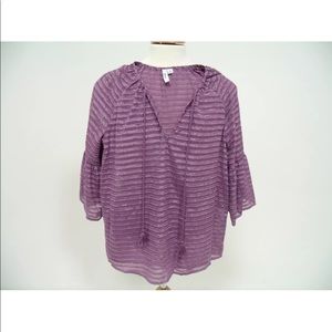 NWT Kensie Womens Sheer Blouse with tassel detail